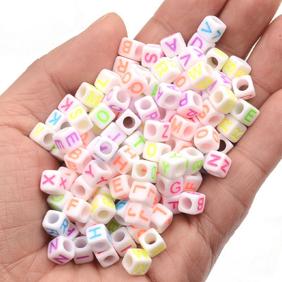6 mm mješovita slova, kockaste akrilne perle, labave razmaknice, privjesci, perle za izradu nakita DIY dodaci za ručno izrađene narukvice