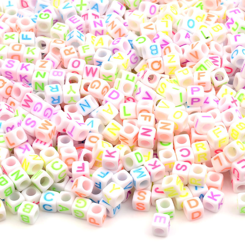 6 mm mješovita slova, kockaste akrilne perle, labave razmaknice, privjesci, perle za izradu nakita DIY dodaci za ručno izrađene narukvice