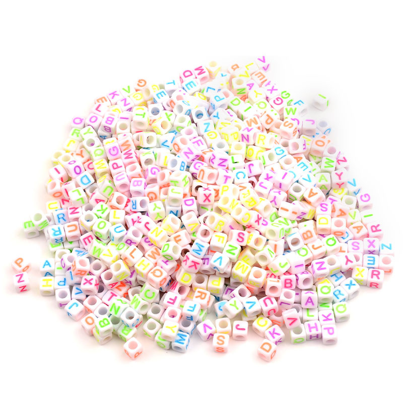 6 mm mješovita slova, kockaste akrilne perle, labave razmaknice, privjesci, perle za izradu nakita DIY dodaci za ručno izrađene narukvice
