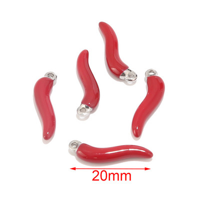 8db 20 mm-es zománcozott pirospaprika bűbáj ékszerkészítéshez chili kézműves varázslatok divatos nyaklánc medál