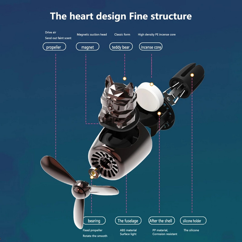 Francuski buldog Pilot Auto Osvježivač zraka Otvor za izlaz zraka Propeler Aroma Unutarnji dodaci Difuzor parfema Osvježivač Ukrasi