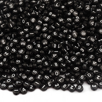 4*7mm 100Pcs Στρογγυλές μαύρες ακρυλικές λευκές ψηφιακές χάντρες για κοσμήματα Kid Diy Material Loose Spacer Beads