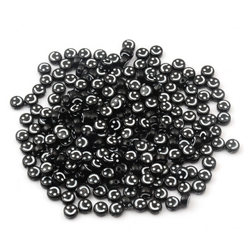 4x7mm White Smile Μαύρες ακρυλικές χάντρες Loose Spacer Plastic Beads for Handmade Jewelry Crafts Accessories bijoux
