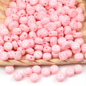 7 mm ružičaste akrilne perle s mješovitim slovima, okrugle plosnate abecedne razmaknice za izradu nakita, ručno rađena diy narukvica, ogrlica