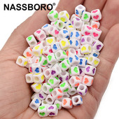 6 mm bijele kockaste akrilne perle mješovite srcolike labave razmaknice za izradu nakita Diy dodaci na veliko