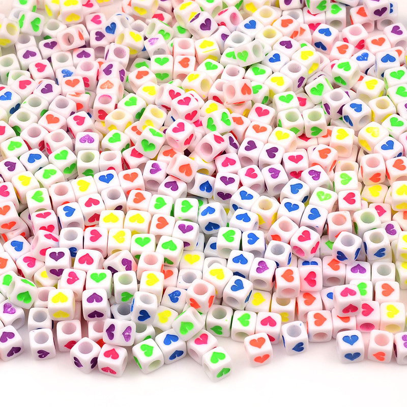 6 mm bijele kockaste akrilne perle mješovite srcolike labave razmaknice za izradu nakita Diy dodaci na veliko