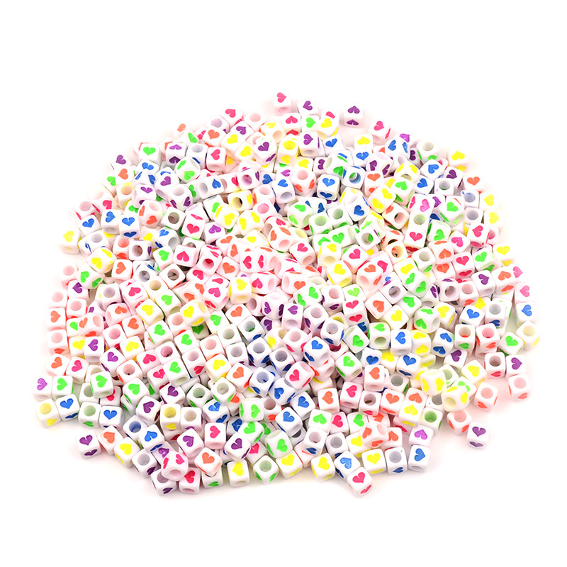 6 mm bijele kockaste akrilne perle mješovite srcolike labave razmaknice za izradu nakita Diy dodaci na veliko