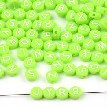 Зелени букви Акрилни мъниста Раздалечител за мъниста Свободни пластмасови мъниста за изработка на бижута Занаяти Ръчно изработени Направи си сам аксесоари