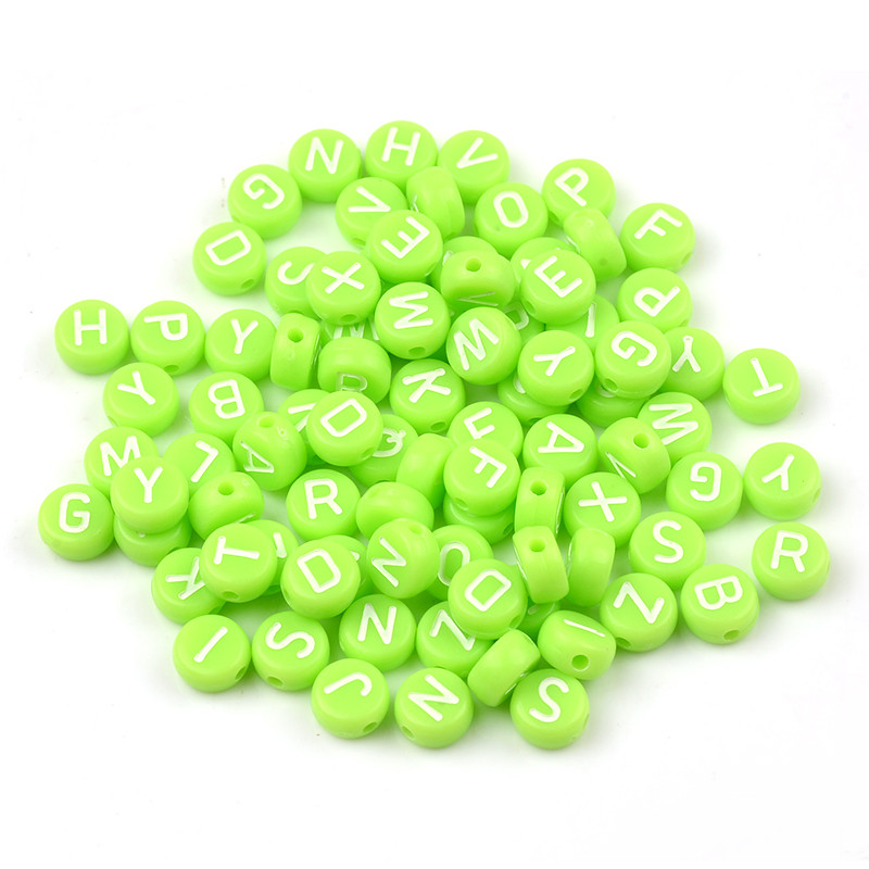 Zeleno slovo Akrilne perle Odstojnik za perle Labave plastične perle za izradu nakita Zanati Ručno izrađeni DIY dodaci