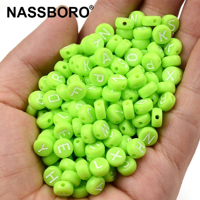 Zeleno slovo Akrilne perle Odstojnik za perle Labave plastične perle za izradu nakita Zanati Ručno izrađeni DIY dodaci