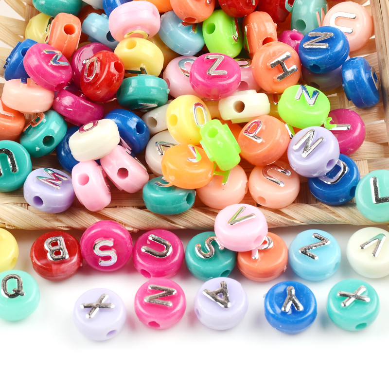 10 mm Mix ravnog okruglog oblika 3D srebrni abecedni odstojnik Akrilne perle za izradu nakita DIY Naušnice Narukvica Pribor Rukotvorine
