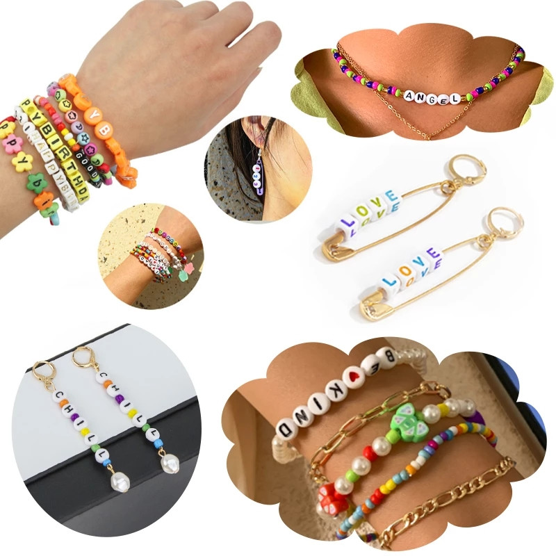 10 mm Mix ravnog okruglog oblika 3D srebrni abecedni odstojnik Akrilne perle za izradu nakita DIY Naušnice Narukvica Pribor Rukotvorine