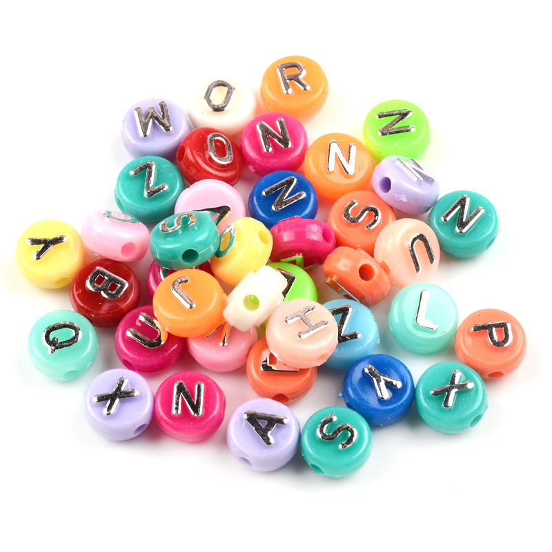 10 mm Mix ravnog okruglog oblika 3D srebrni abecedni odstojnik Akrilne perle za izradu nakita DIY Naušnice Narukvica Pribor Rukotvorine