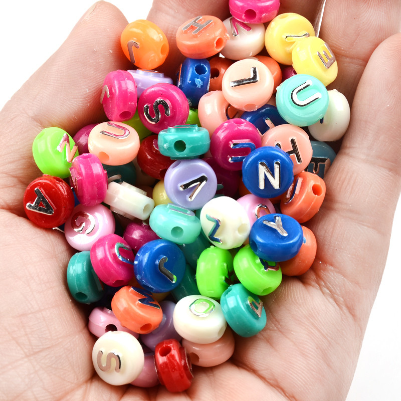 10 mm Mix ravnog okruglog oblika 3D srebrni abecedni odstojnik Akrilne perle za izradu nakita DIY Naušnice Narukvica Pribor Rukotvorine