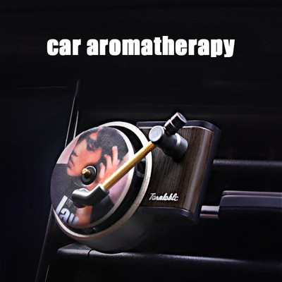 Car Air Outlet Aromaterápiás Illat Autóbelső Díszek Spinning Vintage Lemezlejátszó Parfüm Tartós Illatos