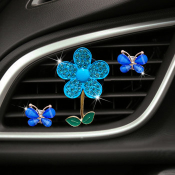 Colour Crystal Flower Car Air Fresener Lovely Little Butterfly Ladies\' Car Parfume Decoration Clip освежител на въздуха автомобилен аромат