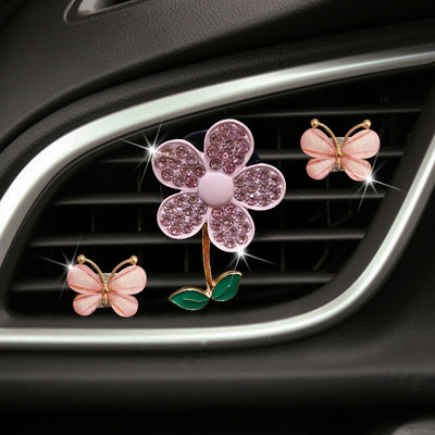 Color Crystal Flower Auto Osvježivač zraka Lovely Little Butterfly Ženski auto Parfem Decoration Clip osvježivač zraka Miris za auto