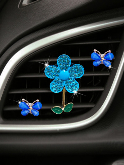 Color Crystal Flower Auto Osvježivač zraka Lovely Little Butterfly Ženski auto Parfem Decoration Clip osvježivač zraka Miris za auto