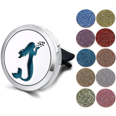 Odorizant reîncărcabil pentru mașină, miros, difuzor de parfum, clemă de aerisire automată, ulei esențial, medalion din oțel inoxidabil, accesorii de interior