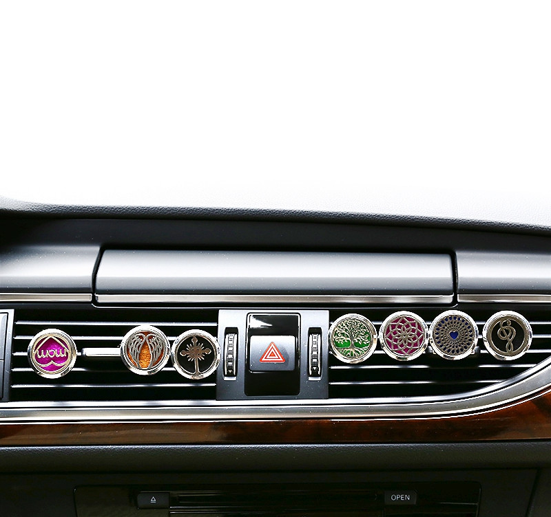 Odorizant reîncărcabil pentru mașină, miros, difuzor de parfum, clemă de aerisire automată, ulei esențial, medalion din oțel inoxidabil, accesorii de interior