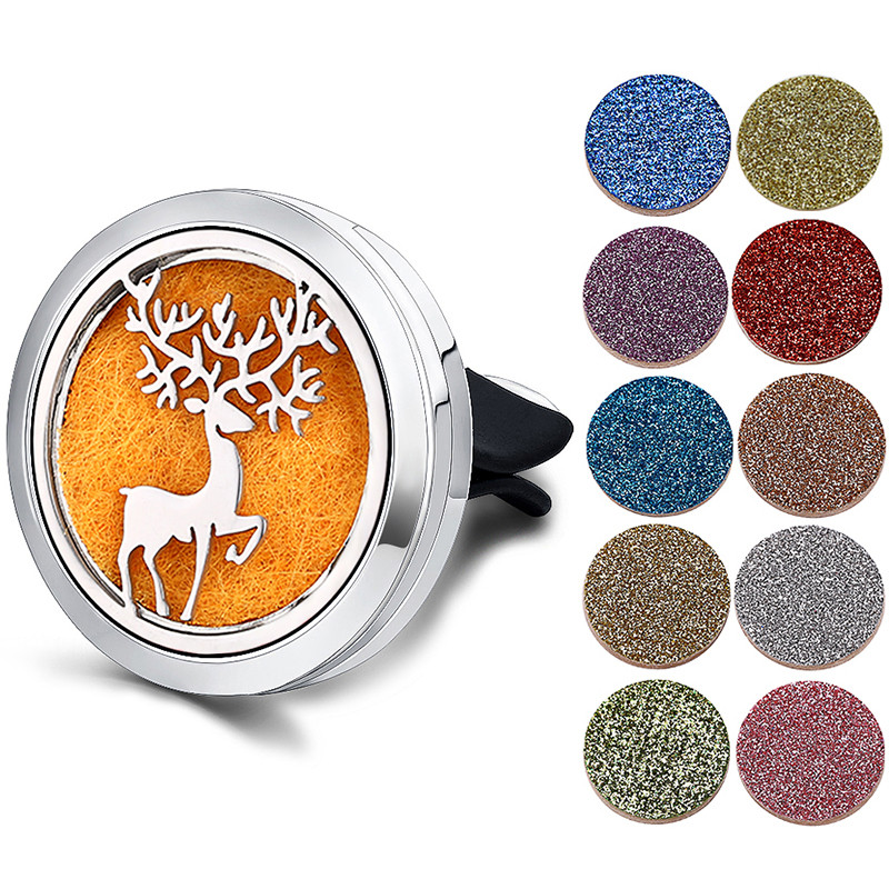 Odorizant reîncărcabil pentru mașină, miros, difuzor de parfum, clemă de aerisire automată, ulei esențial, medalion din oțel inoxidabil, accesorii de interior