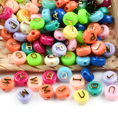 10 mm Mix ravnog okruglog oblika 3D zlatni abecedni odstojnik Akrilne perle za izradu nakita DIY Naušnice Narukvica Pribor Rukotvorine