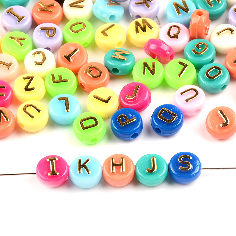 10 mm Mix ravnog okruglog oblika 3D zlatni abecedni odstojnik Akrilne perle za izradu nakita DIY Naušnice Narukvica Pribor Rukotvorine