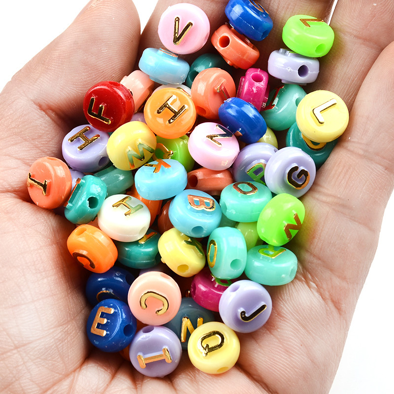 10 mm Mix ravnog okruglog oblika 3D zlatni abecedni odstojnik Akrilne perle za izradu nakita DIY Naušnice Narukvica Pribor Rukotvorine