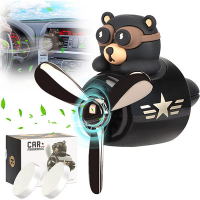 Освежител за въздух за кола Bear Pilot Vent Парфюмен дифузьор Въртяща се перка Air Outlet Аромат Сладък анимационен декор Автоаксесоари