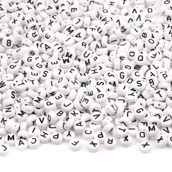 100 бр./лот 4x7 mm бели акрилни мъниста с букви за изработка на бижута Свободни дистанционни мъниста Направи си сам аксесоари Гривна Колие
