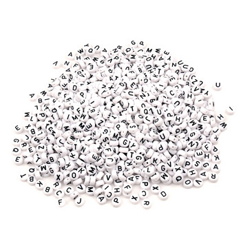100 бр./лот 4x7 mm бели акрилни мъниста с букви за изработка на бижута Свободни дистанционни мъниста Направи си сам аксесоари Гривна Колие