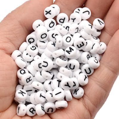 100 kom/lot 4x7 mm bijelih akrilnih perli sa slovima za izradu nakita Rasute razmaknice perle DIY dodaci narukvica ogrlica