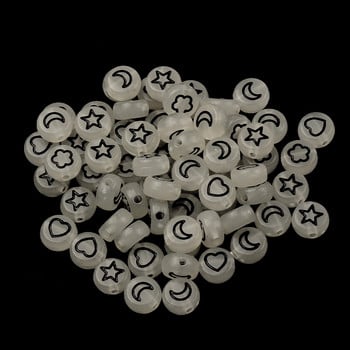 Fluorescence Random Mixed Round Flat 4*7mm Ακρυλικό Flower Star Moon Heart Loose Spacer Beads for Diy Jewelry Making Supplies