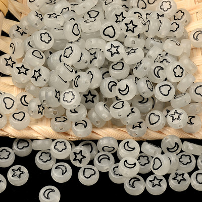 Fluorescencija nasumične miješane okrugle ravne 4*7 mm akrilne cvjetne zvjezdane zvjezdice, srce, labave razmaknice za pribor za izradu nakita „uradi sam“