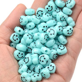 10mm Sky Blue Heart Shape Spacer Smile Ακρυλικές χάντρες για κοσμήματα κατασκευής DIY σκουλαρίκια βραχιόλια αξεσουάρ Χειροτεχνία