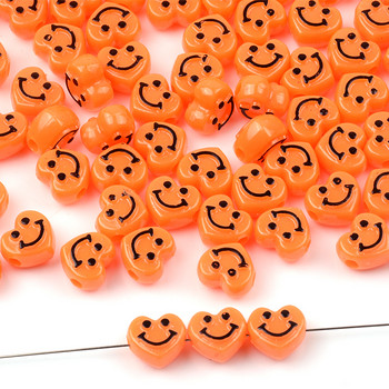 10 mm Оранжево сърце с форма на разделител Черна усмивка Акрилни мъниста за изработка на бижута Направи си сам Обеци Гривна Аксесоари Занаяти