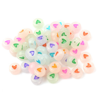 4x7mm Φωτεινό Mix Heart Acrylic Beads Diy Παιδικό βραχιόλι Επίπεδες στρογγυλές χάντρες για κοσμήματα κατασκευή αξεσουάρ με χάντρες