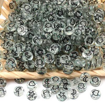 Svjetlucave 4*7 mm nasumične mješovite okrugle ravne prozirne akrilne perle cvijet zvijezda mjesec srce labave perle za izradu nakita svojim rukama