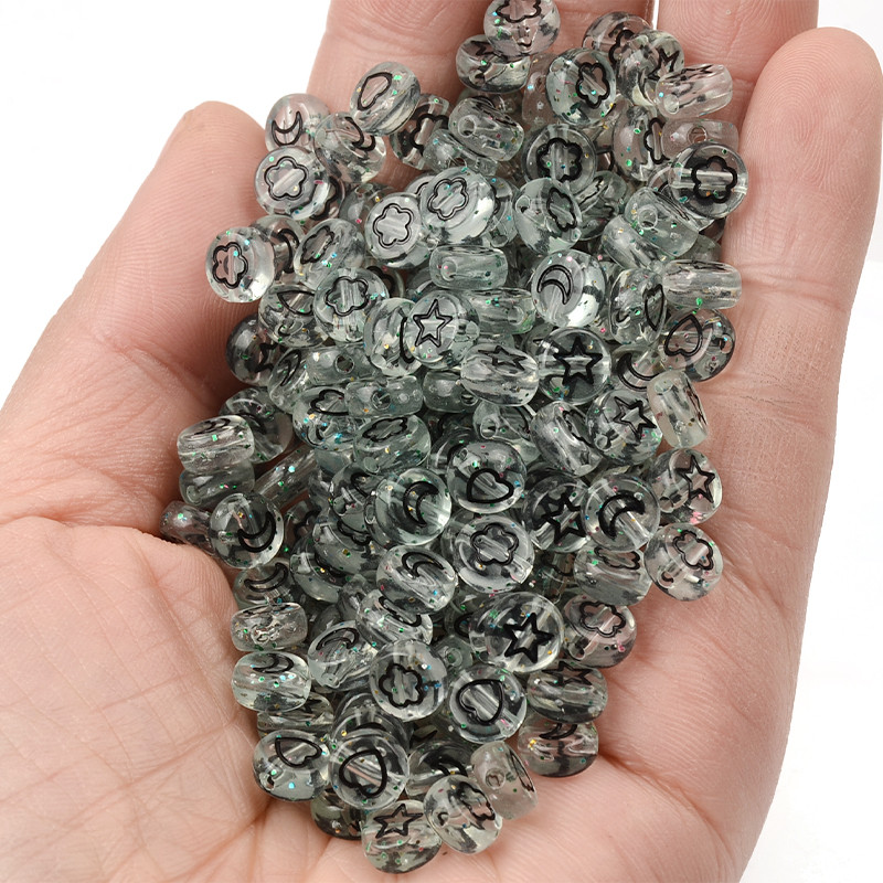 Svjetlucave 4*7 mm nasumične mješovite okrugle ravne prozirne akrilne perle cvijet zvijezda mjesec srce labave perle za izradu nakita svojim rukama