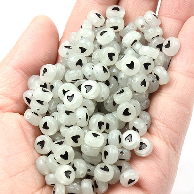 4x7 mm svjetleće srce akrilne perle Diy dječje narukvice ravne okrugle perle za izradu nakita Dodaci od perli