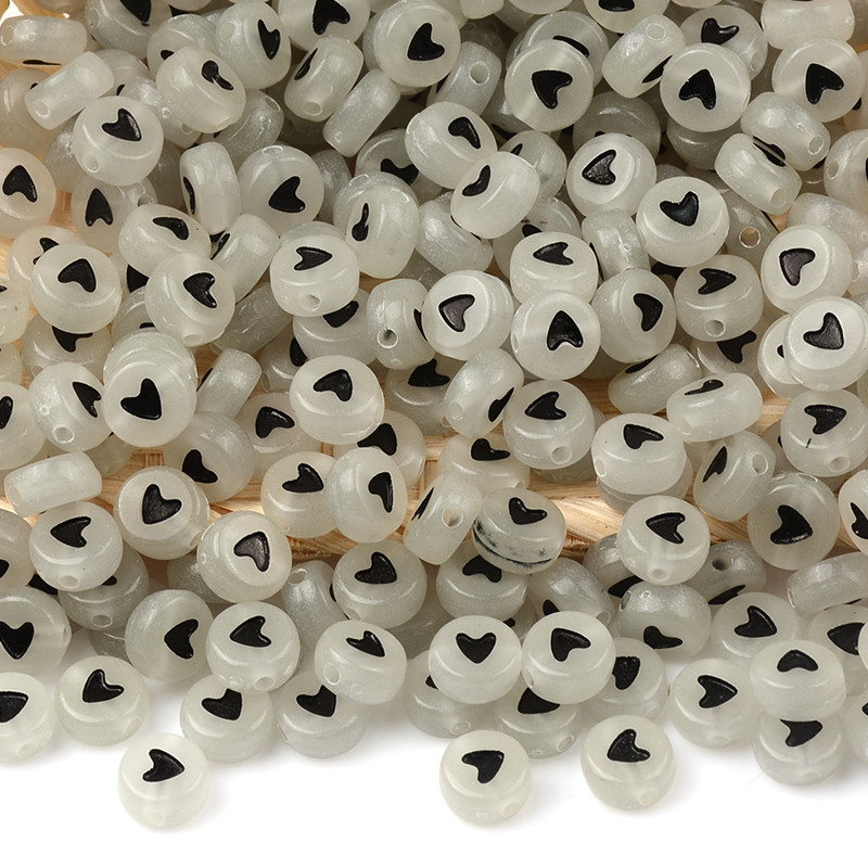 4x7 mm svjetleće srce akrilne perle Diy dječje narukvice ravne okrugle perle za izradu nakita Dodaci od perli