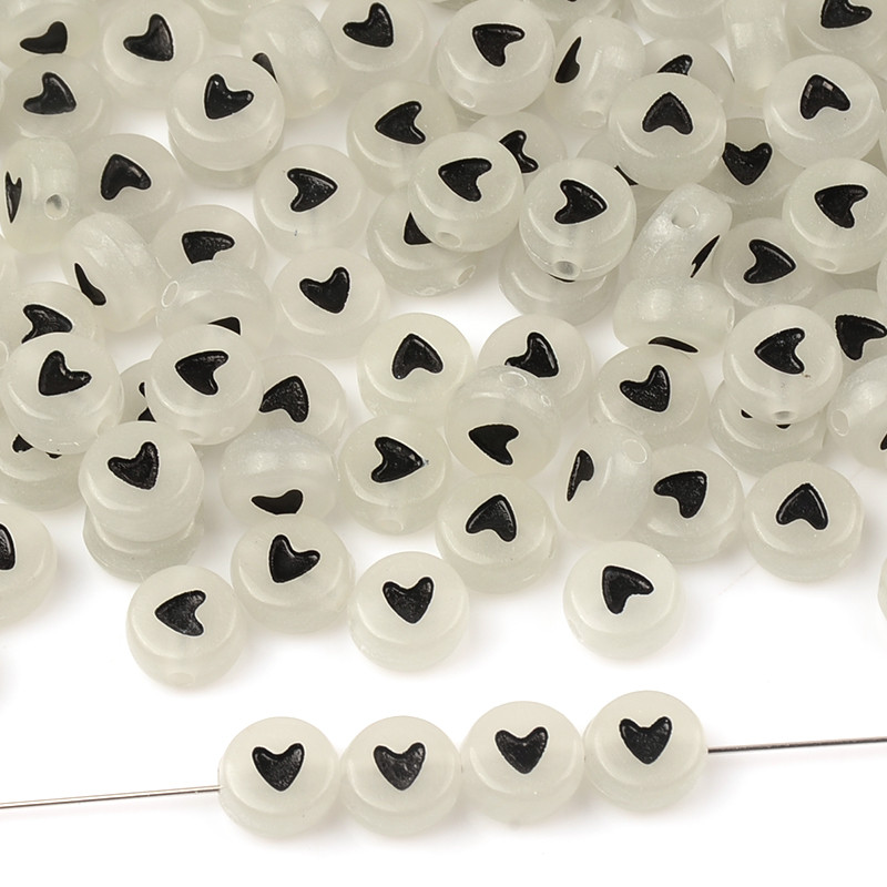 4x7 mm svjetleće srce akrilne perle Diy dječje narukvice ravne okrugle perle za izradu nakita Dodaci od perli