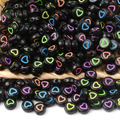 4x7mm miješane izdubljene crne akrilne perle u obliku srca labave odstojne perle za izradu nakita Ručno rađene diy dodaci za narukvice