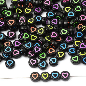 4x7 χιλιοστά Mix Hollow Out σχήμα καρδιάς Μαύρες ακρυλικές χάντρες Loose Spacer Beads για Χειροποίητα Diy Αξεσουάρ βραχιολιών Κατασκευής κοσμημάτων
