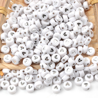 100db/4x7mm szív akril gyöngyök barkácsolás gyerek karkötő lapos kerek gyöngyök ékszerkészítéshez gyöngyös kiegészítők