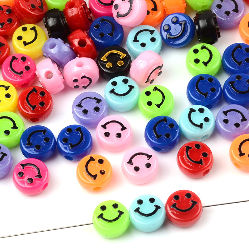 10 mm nasumične boje ravnog okruglog oblika labavi osmijeh akrilne perle za izradu nakita DIY naušnice narukvice dodaci