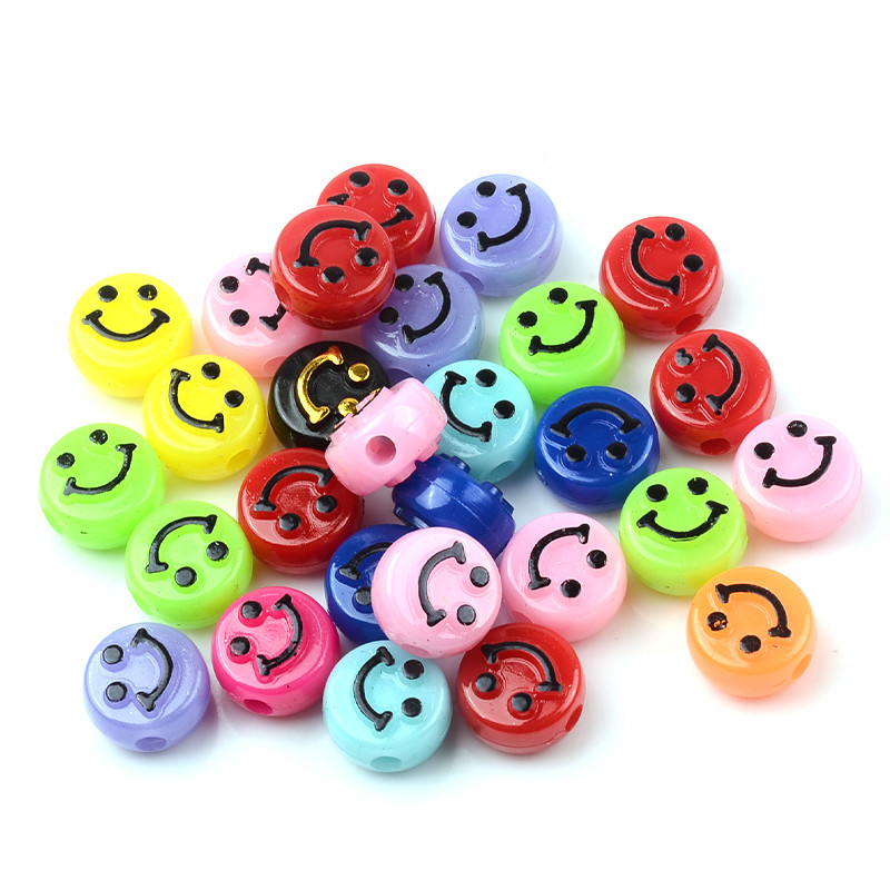 10 mm nasumične boje ravnog okruglog oblika labavi osmijeh akrilne perle za izradu nakita DIY naušnice narukvice dodaci