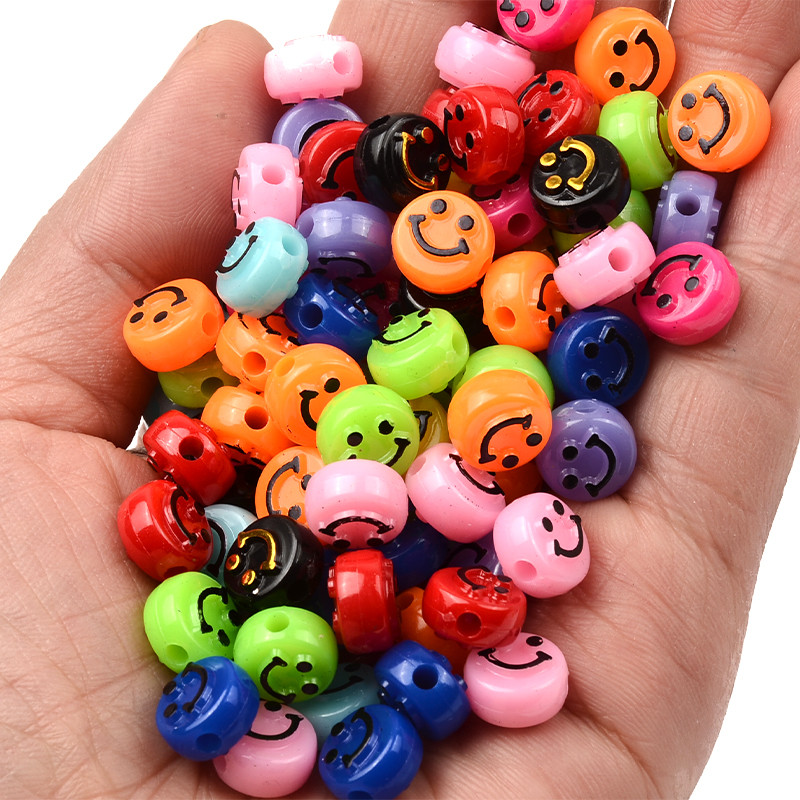 10 mm nasumične boje ravnog okruglog oblika labavi osmijeh akrilne perle za izradu nakita DIY naušnice narukvice dodaci