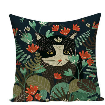 Retro Art Nordic Animal Digital Printed Τετράγωνη Μαξιλαροθήκη Deer and Fox Cushions Διακοσμητικά μαξιλάρια για καναπέδες για το σπίτι