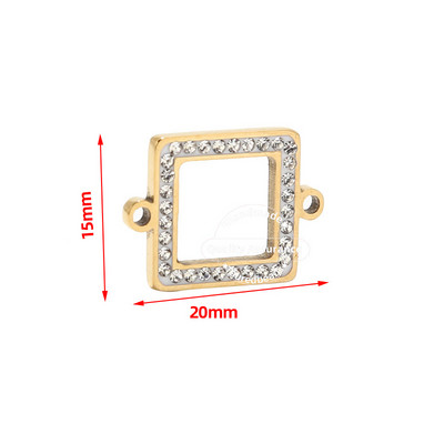 5 komada četvrtastih privjesaka od nehrđajućeg čelika, plavih prozirnih kristalnih privjesaka, konektora s 2 rupe za izradu narukvica